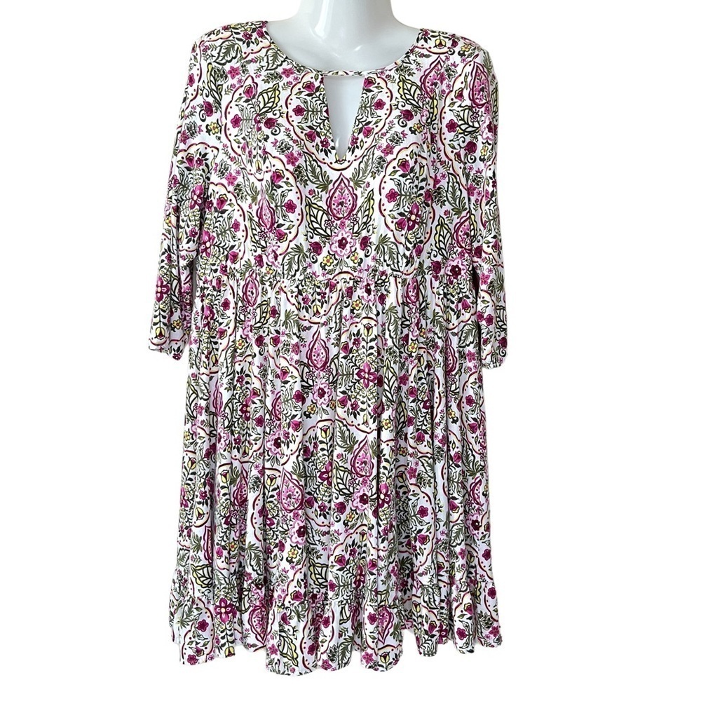 Torrid Ivory Floral Print Challis Skater Dress Size 00 (Size 10 M/L) - Picture 2 of 9